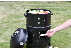 Faszénfüstölő ház 3 az 1-ben fekete