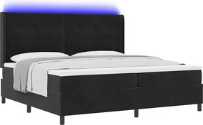 vidaXL Boxrugós ágy matracmal leddel Fekete 200 x 200 cm Bársony