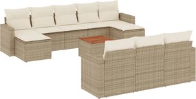 vidaXL 11 részes bézs polyrattan kerti ülőgarnitúra párnákkal