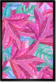 Poszter keretben 40x60 Rózsaszín fújt levelek