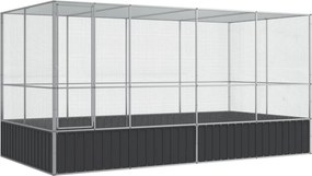vidaXL ezüst színű acél madárház kiterjesztésekkel 418 x 207 x 212 cm