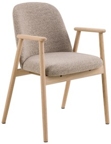 MAZZONI EXPORT RODERIC Beige Latte (Monza 60 szövet)/olajozott tölgyfa váz - RETRO FA SZÉK BOUCLÉ NAPPALIBA ÉTKEZŐBE KONYHÁBA