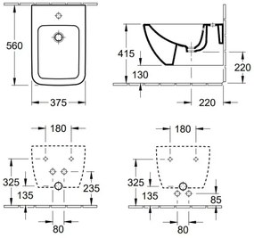 Villeroy & Boch 441100R1 - Falra szerelhető bidé VENTICELLO kerámia/fehér