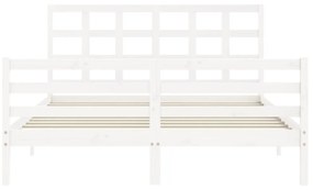 vidaXL fehér tömör fa ágykeret fejtámlával 160 x 200 cm