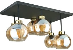 Felületre szerelhető csillár  NESSA 6xE27/60W/230V fekete/arany/füstös bézs