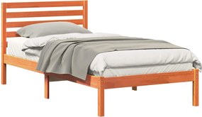 vidaXL Ágykeret fejtámlával Faggyú barna 90 x 200 cm Tömör fenyőfa
