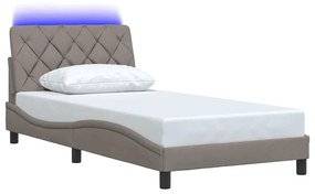 tópszínű szövet ágykeret LED-ekkel matrac nélkül 100x200 cm