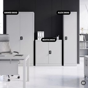 Kartotékos iratszekrény kulcsos szürke, 450x1850x600 mm: ALEX D600
