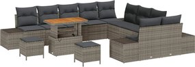 vidaXL Kerti Kanapé Szett párnával tárolóval 13 pcs Szürke Poli rattan