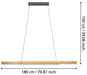 Eglo 390369 - LED Dimmelhető csillár zsinóron MONTEBUONO LED/21W/230V 3000K barna