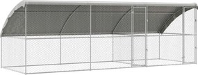 vidaXL Kutyaház tárolóval 3 pcs Ezüst 6 x 2 x 2 m Horganyzott acél