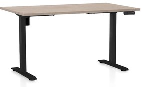 Állítható magasságú asztal OfficeTech B, 140 x 80 cm, fekete alap, tölgy