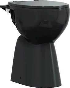 vidaXL fekete kerámia perem nélküli WC 7 cm extra magasság Soft Close