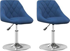 vidaXL 2 db kék bársony forgó étkezőszék