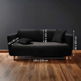 Fekete háromszemélyes gumis kanapé huzat Sacha – douceur d'intérieur