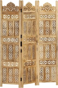 vidaXL 3-paneles tömör mangófa kézzel faragott térelválasztó 120x165cm