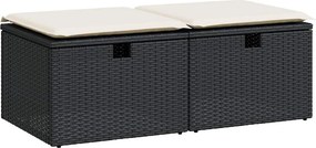 vidaXL 2 részes fekete polyrattan akácfa kerti ülőgarnitúra párnával