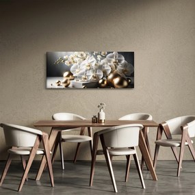 Kép - Orchidea és aranygolyók (120x50 cm)