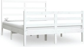 vidaXL Small Double fehér tömör fenyőfa ágykeret 120 x 190 cm