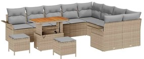 vidaXL Kerti Kanapé Szett párnával 12 pcs Bézs polirattan