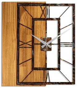Falióra 49x58 cm, 1xAA, fa/fém kivitelben