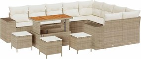 vidaXL Kerti Kanapé Szett párnával tárolóval 13 pcs Beige és krém