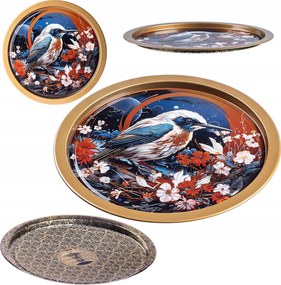 Dekorációs Tálca Tálaló Tálca Fém Kerek Nagy Madár 32,5 cm