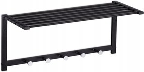 Fali akasztó polccal 28 x 65 x 25 cm Fekete Relaxdays