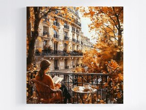 Vászonkép Canvas Ősz Párizs Város Erkély Terasz Kávé Pihenés 40x40