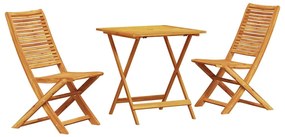 vidaXL Összecsukható Bistro Szett 3 pcs Barna Tömör Akácfa