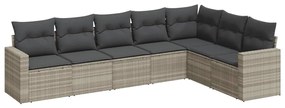 7 részes világosszürke polyrattan kerti ülőgarnitúra párnákkal