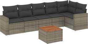vidaXL 7 részes szürke polyrattan kerti ülőgarnitúra párnákkal