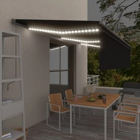 antracitszürke redőnyös, LED-es, szélérzékelős napellenző 6x3 m