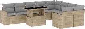 vidaXL 10 részes bézs polyrattan kerti ülőgarnitúra párnával