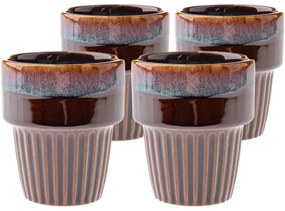 4 darabos kerámia bögre szett Rustik 100 ml, sötétbarna
