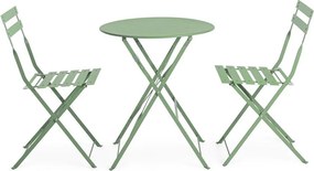 Zsályaszínű acél kétszemélyes kerti étkezőgarnitúra Austin – Bizzotto