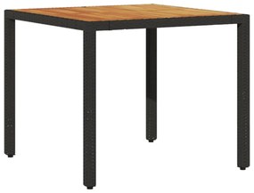 vidaXL3részes fekete polyrattan/akácfa kerti étkezőgarnitúra párnákkal