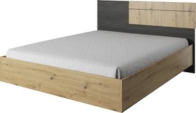 Ágy, artisan tölgy/fekete norvég fenyő, BAFRA