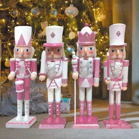 Karácsonyi diótörő figura Pink/Fehér 50 cm &#8211; 4 féle