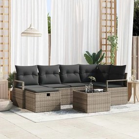 Kerti Kanapé Szett 7 pcs Szürke 232 x 122 x 85 cm Poli rattan