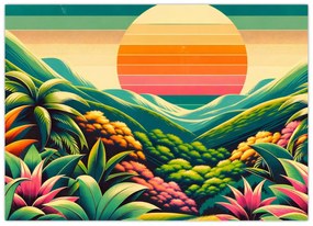 Üveg kép - Színes naplemente (70x50 cm)