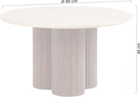 Massia kerek dohányzóasztal 80 cm nappaliba - travertin / dió