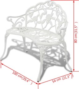 Fehér öntött alumínium kerti pad 100 cm