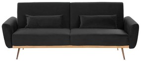 Háromszemélyes fekete bársony kanapéágy EINA Beliani