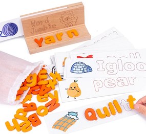 Szókirakó, szótanuló fajáték angol kártyákkal