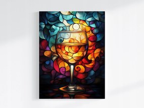 Vászonkép Canvas Színes Ólomüveg Mozaik Bor Pohár 75x100
