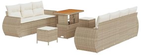 vidaXL Kerti Kanapé Szett párnával 10 pcs Beige és krém polirattan
