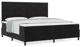Box Spring ágy matraccal Fekete 200x200 cm Bársony