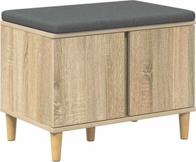 vidaXL Előtér pad Sonoma tölgy 60 x 38 x 46 cm Műanyag Fa és Szövet