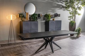 MATCH II design bővíthető kerámia étkezőasztal - fekete márvány